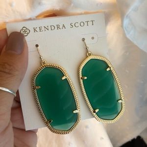Kendra Scott Gold Danielle Earrings in Green